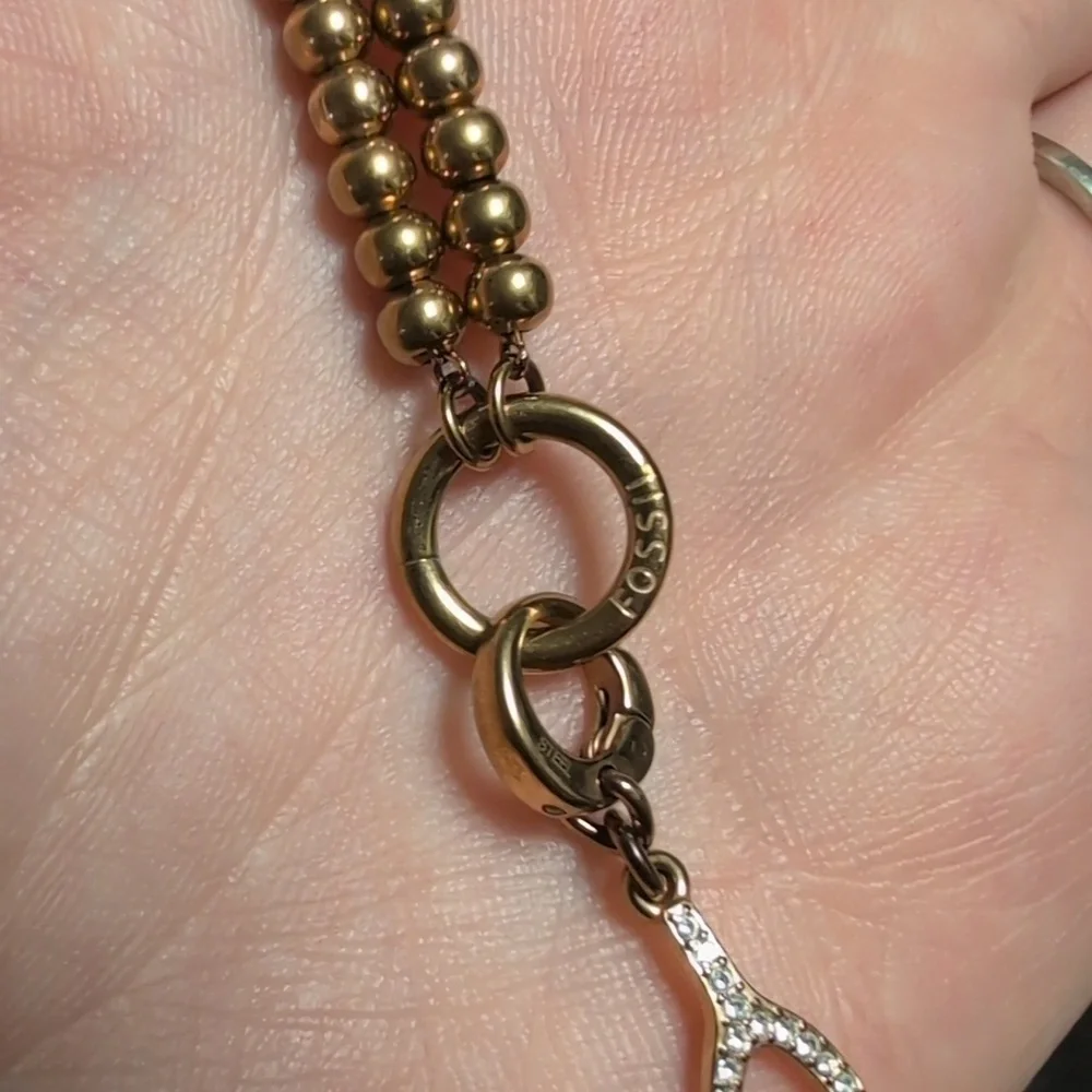 FOSSIL Gold Bead Charm Bracelet, Authentic - Picture 5 of 6